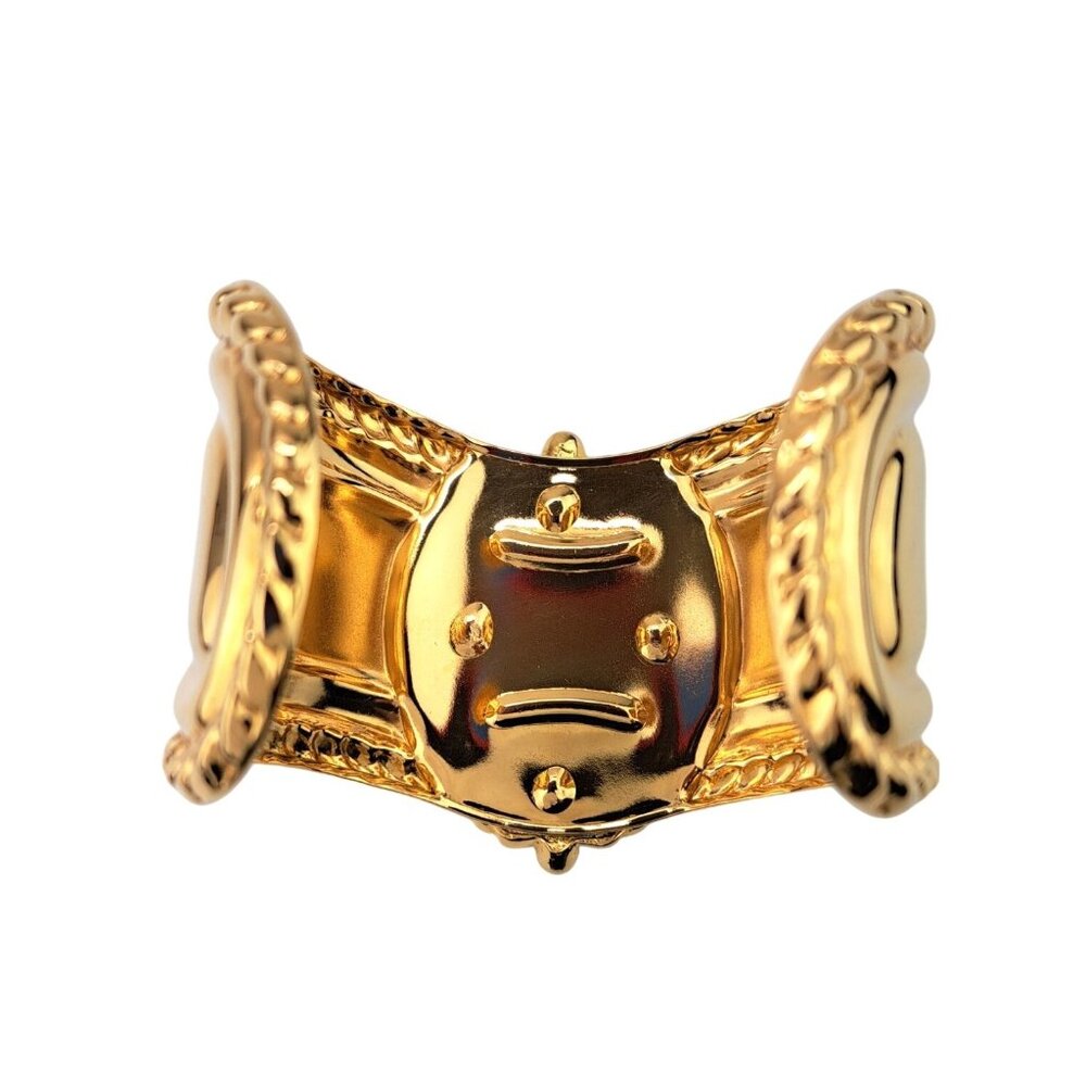 Vintage Coreen Simpson Gold Tone Black Cameo Avon Regal Beauty Cuff Bracelet - Picture 6 of 13
